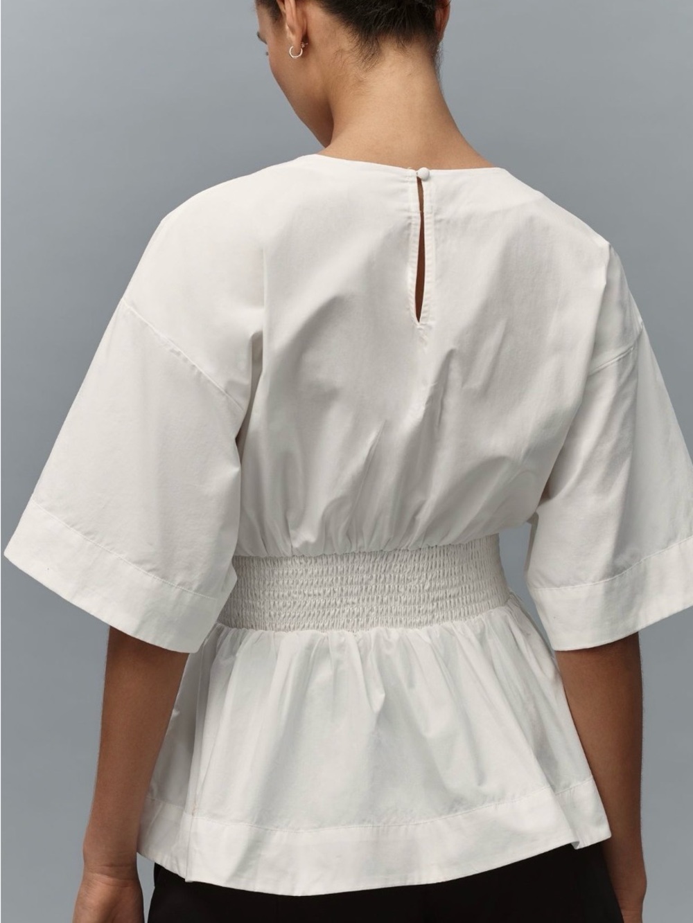 Anthropologie Short Sleeve Waisted 100% Cotton Top - Picture 5 of 8
